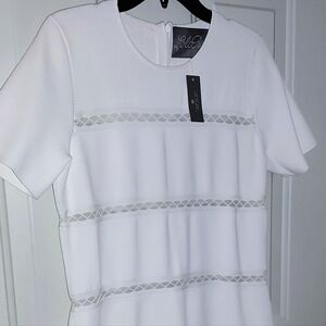 Lela Rose White Dress with Sheer Details